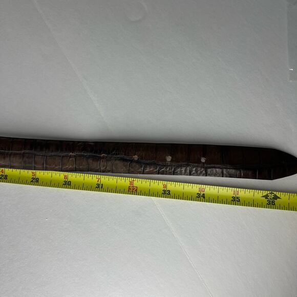 Joan & David Italy Croc Pattern Brown Leather Belt with Silvertone Hardware Sz M - Picture 12 of 12